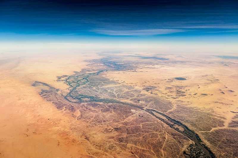 Vue du ciel sur la rivière du Nile 