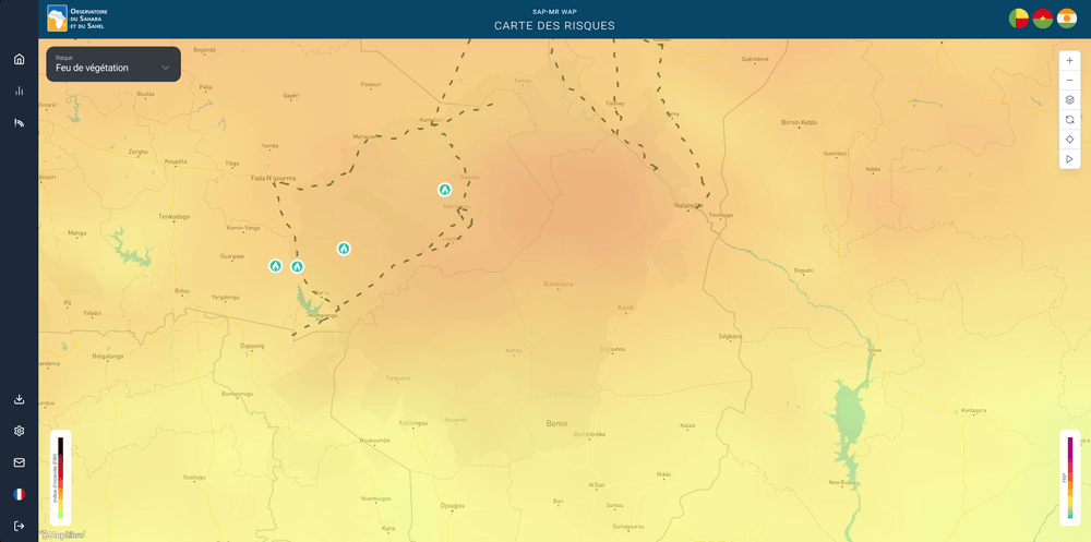 Carte des risques feu de végétation