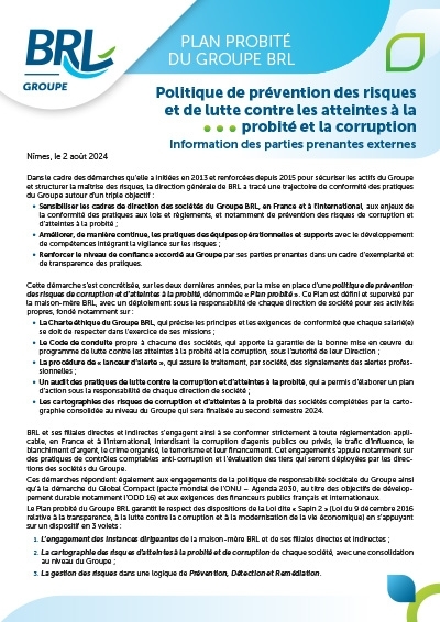 alt-Plan de probité Groupe BRL